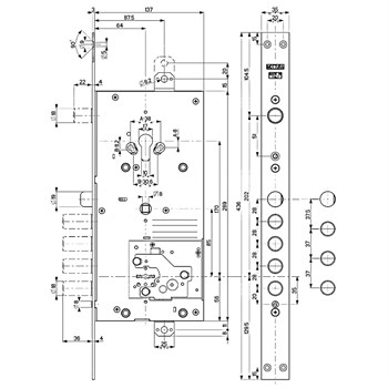 Замок Mottura (Моттура) врезной двухсистемный 54.J936M-S MyKey (левый), перекод. с торца, кл. 40 мм, без накл. - фото 86564