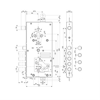 Замок Mottura (Моттура) врезной двухсистемный 54.J919M-S MyKey (левый), перекод. с торца, кл. 60 мм, без накл. - фото 86592