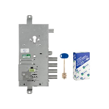 Замок Mottura (Моттура) врезной двухсистемный 54.J919M-S MyKey (левый), перекод. с торца, кл. 60 мм, без накл. - фото 86593