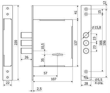 Замок Guardian (Гардиан) врезной сувальдный INTER ЗВ 60.01, 4 кл. (длинный кл. 59 мм) /128:3792/ - фото 86684