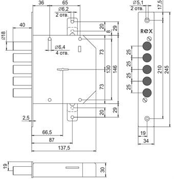 Замок Elbor (Эльбор) врезной сувальдный RеХ.3.1, 5 кл. - фото 86771
