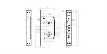 Корпус Guardian (Гардиан) врезного замка с защёлкой ЗВ 22.11 /128:5171/ - фото 86779