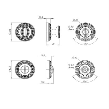 Ручка Punto (Пунто) поворотная BK6 MT CF-17 кофе - фото 87193