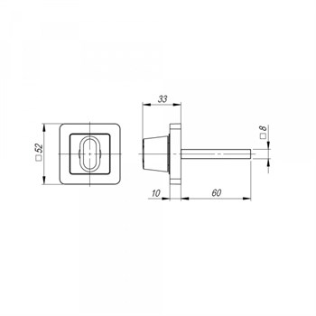 Ручка Punto (Пунто) поворотная BKW8 QR CP/SN-8 хром/мат. никель без отв. части, М4х25 - 2 шт., Квадрат 8х60 мм - фото 87227