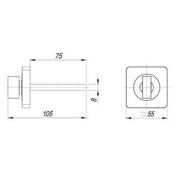 Ручка Armadillo (Армадилло) поворотная BKW8.K.SQ52 (BKW8/SQ) CP-8 хром - фото 87318