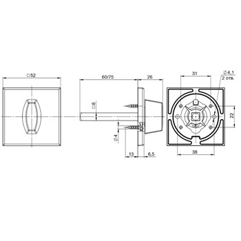 Ручка Fuaro (Фуаро) поворотная BKW8x75.K.RL52 (BKW8x75 RL) BL-24 черный - фото 87347