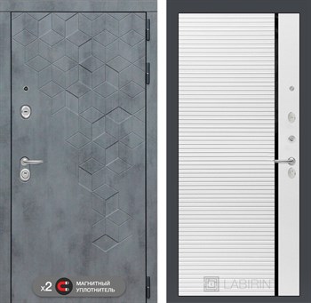 Входная дверь Бетон 22 - Белый софт, черная вставка - фото 99831