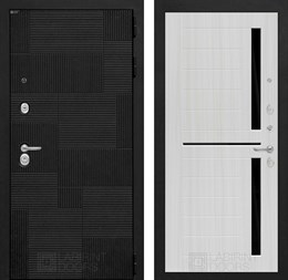 Входная дверь PAZL 02 - Сандал белый, стекло черное