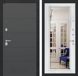 Входная дверь ART с Зеркалом Фацет - Белый софт