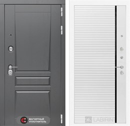 Входная дверь Платинум 22 - Белый софт, черная вставка