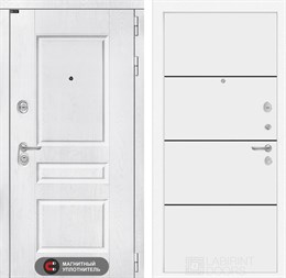 Входная дверь VERSAL 25 - Белый софт, черный молдинг