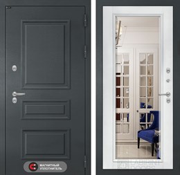 Входная дверь Атлантик с Зеркалом Фацет - Белый софт