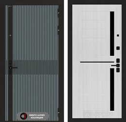 Входная дверь ISSIDA 02 - Сандал белый, стекло черное